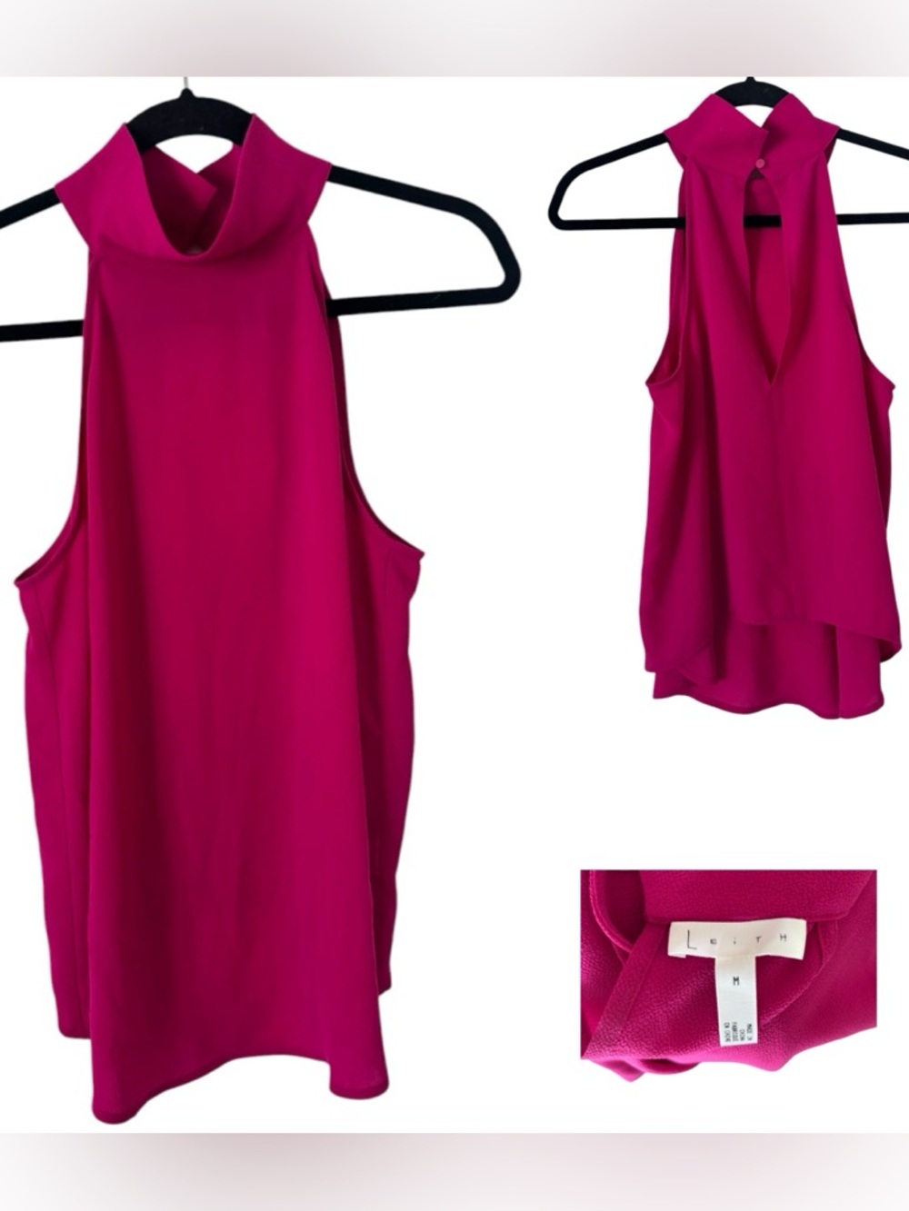 Leith Fuchsia Halter Drape Top